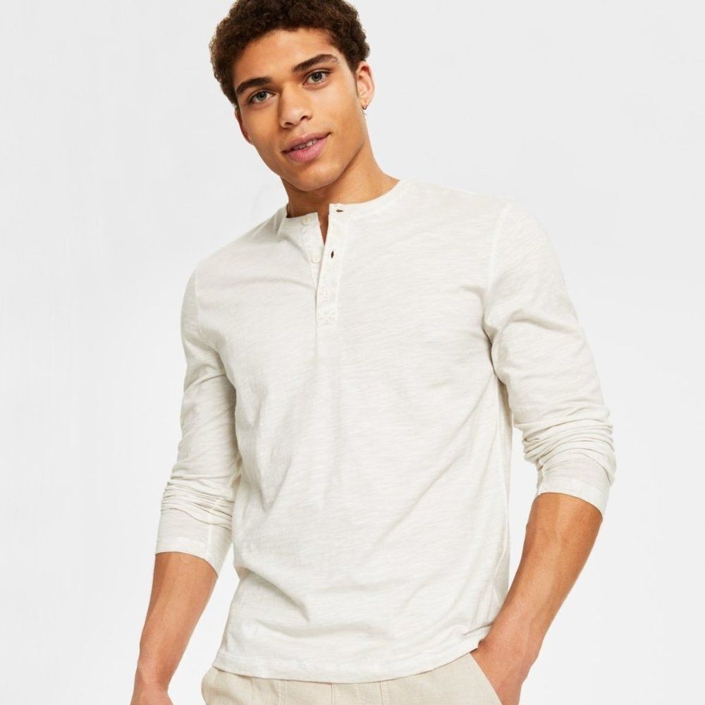 Sun + Stone Men's Long-Sleeve Washed Henley